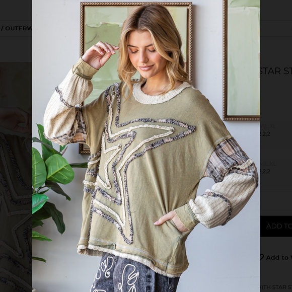 Oli and Hali “ San Juan” Oli & Hali Mixed Fabric Star Patch Top SR25 - Picture 4 of 7